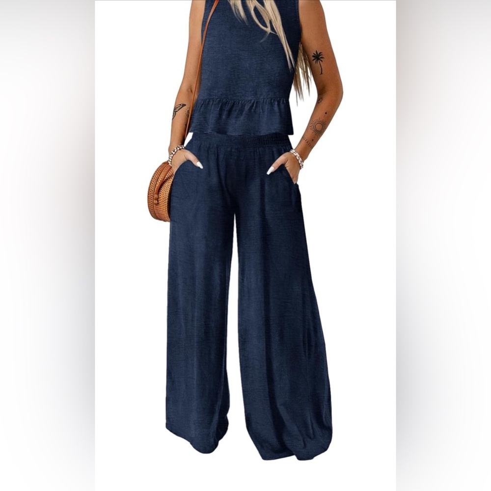 Amazon 2 pice set, Navy blue pants & shirt Dokotoo brand